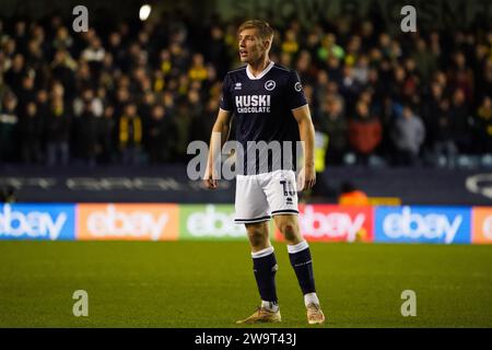 LONDRES, ANGLETERRE - 29 DÉCEMBRE : Zian Flemming de Millwall lors du Sky Bet Championship match entre Millwall et Norwich City au Den le 29 décembre 2023 à Londres, Angleterre. (Photo de Dylan Hepworth/MB Media) Banque D'Images