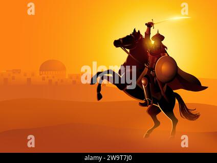 Illustration vectorielle de Saladin ibn Ayyub un chef militaire et politique musulman qui, comme sultan, a dirigé les forces islamiques pendant les croisades Illustration de Vecteur