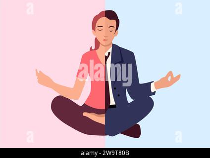 Illustration vectorielle plate simple d'un homme et d'une femme faisant du yoga Illustration de Vecteur