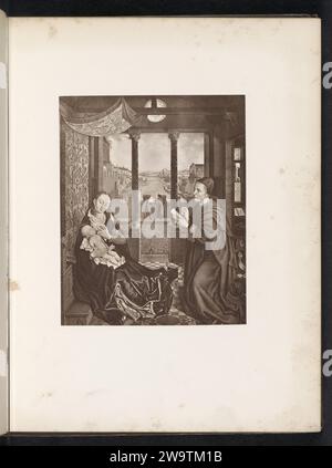 Production photographique d'un tirage d'un tableau, représentant le culte des sages, Anonyme, d'après Rogier van der Weyden, c. 1859 - en ou avant 1869 photographie support photographique impression albumen adoration des rois : les Sages présentent leurs dons au Christ-enfant (or, encens et myrrhe) Banque D'Images