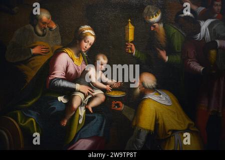 Cristoforo Magnani (vers 1550-1582) Peintre italien. Adoration des Mages. Huile sur toile, 1578. Museo Civico Ala Ponzone. Crémone Lombardie. Italie. Banque D'Images