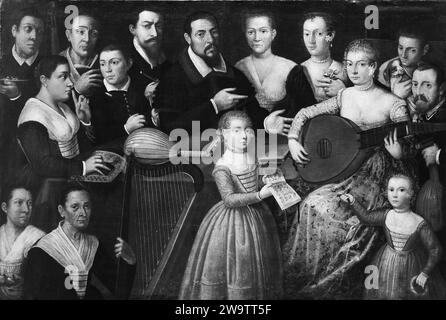 Portrait d'une famille 1889 par Girolamo Forni et assistant Banque D'Images