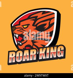 Lion Roar King Mascot E Sport logo Design Illustration de Vecteur