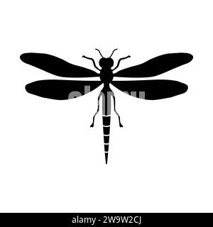 Icône vectorielle noire Dragonfly sur fond blanc Illustration de Vecteur