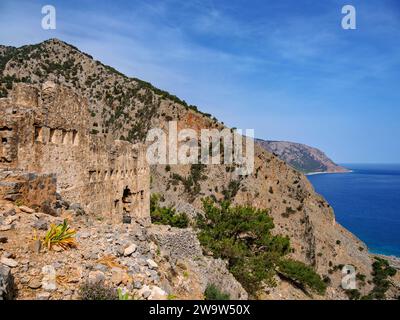 Château d'Agia Roumeli, région de la Canée, Crète, Grèce Banque D'Images