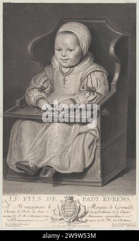 Portrait d'un des enfants de Cornelis de vos (probablement), assis dans une chaise bébé 1951 par Cornelis de vos Banque D'Images