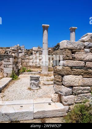 Site archéologique de Delos, île de Delos, Cyclades, Grèce Banque D'Images