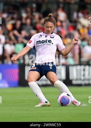 Rooty Hills, Australie. 30 décembre 2023. Kurea Okino du Melbourne Victory FC est en action lors du match de la saison 10 de la Women's A-League 2023/24 entre le Western Sydney Wanderers FC et le Melbourne Victory FC qui s'est tenu au Wanderers football Park. Score final ; Western Sydney Wanderers 2:0 Melbourne Victory FC. Crédit : SOPA Images Limited/Alamy Live News Banque D'Images