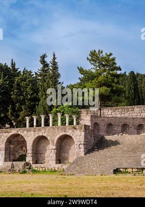 Ruines de l'ancienne Asclépieion, île de Kos, Dodécanèse, Grèce Banque D'Images