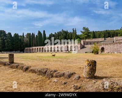 Ruines de l'ancienne Asclépieion, île de Kos, Dodécanèse, Grèce Banque D'Images