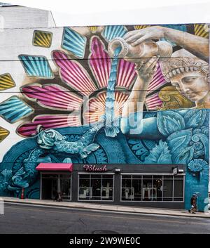 Scène de rue de Nashville beau Stanton mural of the Rivers Banque D'Images
