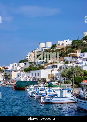 Port de pêche de Pandeli, île de Leros, Dodécanèse, Grèce Banque D'Images