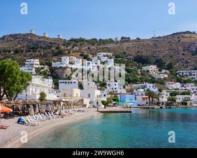 Plage de Pandeli, Île de Leros, Dodécanèse, Grèce Banque D'Images