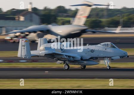 United States Air Force Fairchild A-10C Thunderbolt II 78-0718 atterrissage à l'aéroport Glasgow-Prestwick, Écosse, Royaume-Uni, Royaume-Uni Banque D'Images