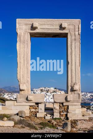 Temple d'Apollon, Chora, ville de Naxos, île de Naxos, Cyclades, Grèce Banque D'Images