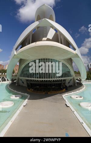 Valence, Espagne - 14 août 2023 : Palau de les Arts, Opéra de Valence, Espagne. Banque D'Images