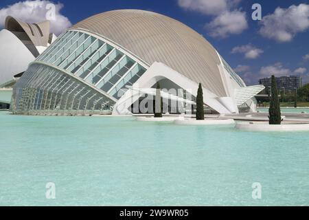 Valence, Espagne - 14 août 2023 : l'hémisférique dans la Cité des Arts et des Sciences de Valence. Espagne. Banque D'Images