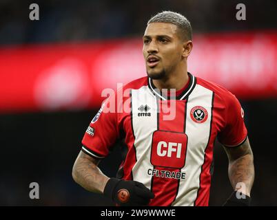 Etihad Stadium, Manchester, Royaume-Uni. 30 décembre 2023. Premier League football, Manchester City contre Sheffield United ; Vinicius Souza de Sheffield United crédit : action plus Sports/Alamy Live News Banque D'Images