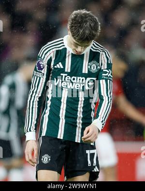 Alejandro Garnacho de Manchester United réagit lors du match de Premier League au City Ground, Nottingham. Date de la photo : Samedi 30 décembre 2023. Banque D'Images