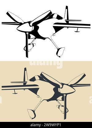 Illustration vectorielle stylisée d'avion de sport léger gros plan Illustration de Vecteur