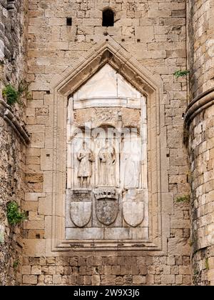 Sea Gate, vue détaillée, Vieille ville médiévale, Rhodes City, Rhodes Island, Dodécanèse, Grèce Banque D'Images
