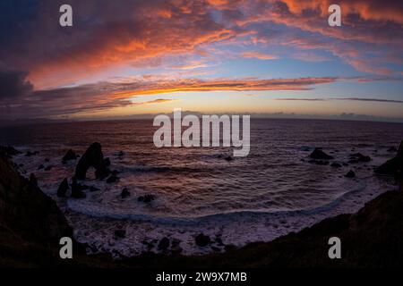 Coucher de soleil sur les culottes, Crohy Head, sur le Wild Atlantic Way, comté de Donegal, Irlande Banque D'Images