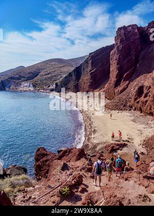 Red Beach, Santorin ou Thira Island, Cyclades, Grèce Banque D'Images