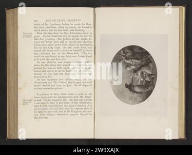 Production photographique d'une illustration de Thomas Stothard une fois Christens Reize à l'éternité par John Bunyan, Anonyme, d'après Thomas Stothard, c. 1871 - en 1881 ou avant impression photomécanique Illustration est une entreprise sur les rives d'une rivière. impression sur papier, p.ex. : gravure, gravure, lithographie Banque D'Images