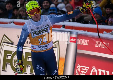 Christof Innerhofer (ITA) participe à la coupe du monde de ski alpin Audi FIS, MenÕs descente sur la pente Saslong à Val Gardena le 16 décembre 2023, Banque D'Images