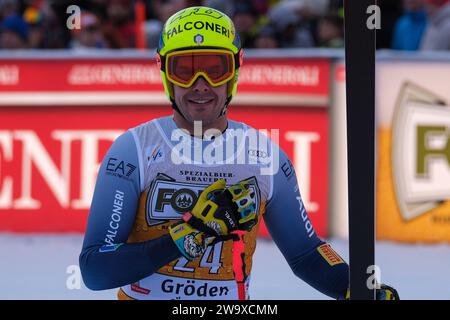 Christof Innerhofer (ITA) participe à la coupe du monde de ski alpin Audi FIS, MenÕs descente sur la pente Saslong à Val Gardena le 16 décembre 2023, Banque D'Images