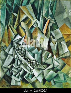 Nature morte avec bouteille de liqueur, 1909 (peinture) par l'artiste Picasso, Pablo (1881-1973) espagnol. Illustration de Vecteur