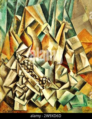 Nature morte avec bouteille de liqueur, 1909 (peinture) par l'artiste Picasso, Pablo (1881-1973) espagnol. Illustration de Vecteur