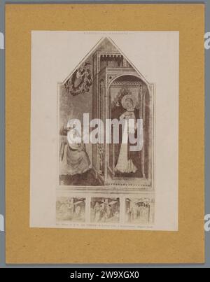 Production photographique d'une peinture de A. Gaddi, représentant l'Annonciation, c. 1875 - c. 1900 photographie Uffiziafter peinture par : Florence Gallery carton. Support photographique impression albumen l'Annonciation : Marie debout. Seraphim (+ Christ) Galerie des Offices Banque D'Images