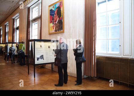 Vienne, Autriche. 11 mars 2008. L'exposition expulsions, favoris et opportunisme dans le Haus am Wiener Ring (Opéra d'État) sous le régime nazi. Banque D'Images