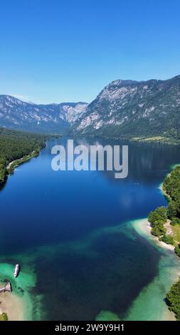 Drone photo Bohinj lac Slovénie Europe Banque D'Images