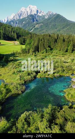 Drone photo Réserve naturelle de Zelenci Slovénie Europe Banque D'Images