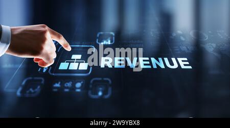 Chiffre d'affaires. Concept d'augmentation des revenus. L'homme d'affaires prévoit d'augmenter ses revenus. Banque D'Images