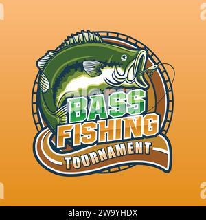 Bass Fishing logo Mascot Vector Design Illustration de Vecteur