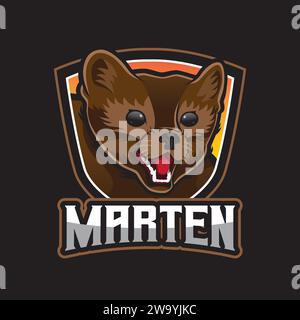 Angry Marten Mascot logo Design Illustration de Vecteur