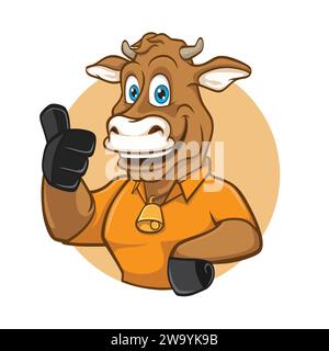 Smile Cow Cattle Mascot logo Design Illustration de Vecteur