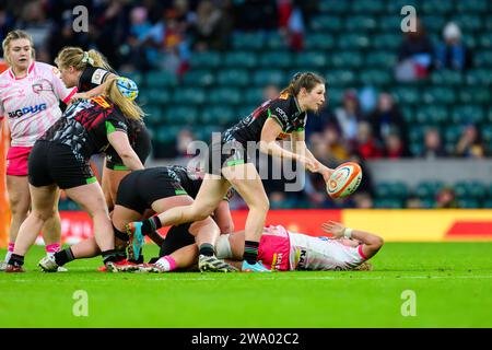 LONDRES, ROYAUME-UNI. 30 décembre 2023. Lors du Big Game 15 de Harlequins Women vs Gloucester Hartpury Women RFC - Premier15s au Twickenham Stadium le samedi 30 décembre 2023. LONDRES ANGLETERRE. Crédit : Taka G Wu/Alamy Live News Banque D'Images