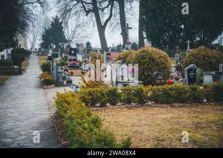 Cimetière à Nove Hrady, Jihocesky kraj, République tchèque Banque D'Images