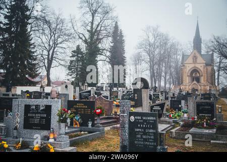 Cimetière à Nove Hrady, Jihocesky kraj, République tchèque Banque D'Images