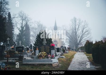 Cimetière à Nove Hrady, Jihocesky kraj, République tchèque Banque D'Images