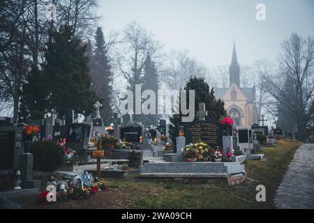 Cimetière à Nove Hrady, Jihocesky kraj, République tchèque Banque D'Images