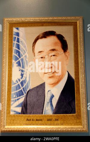 Portrait Ban Ki-moon, ancien Secrétaire général des Nations Unies, Siège des Nations Unies, Siège des Nations Unies, Nations Unies, New Yo Banque D'Images