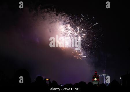 Edimbourg. Écosse 1 janvier 202U. Feux d'artifice sur le château d'Édimbourg dans le cadre du Hogmanay d'Édimbourg. Crédit photo : Pako Mera/Alamy Live News Banque D'Images