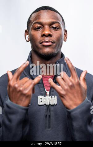 Alabama Crimson Tide Wide Receiver Emmanuel Henderson Jr. Lors du Rose Bowl Media Day entre les Alabama Crimson Tide et les Michigan Wolverines, samedi Banque D'Images