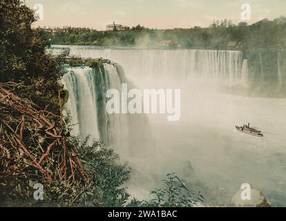 Chutes en fer à cheval de Goat Island, chutes Niagara, New York 1898. Banque D'Images