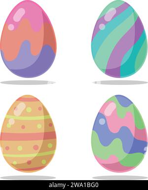 Motif d'œufs de Pâques colorés avec un style différent, vecteur. Illustration de Vecteur